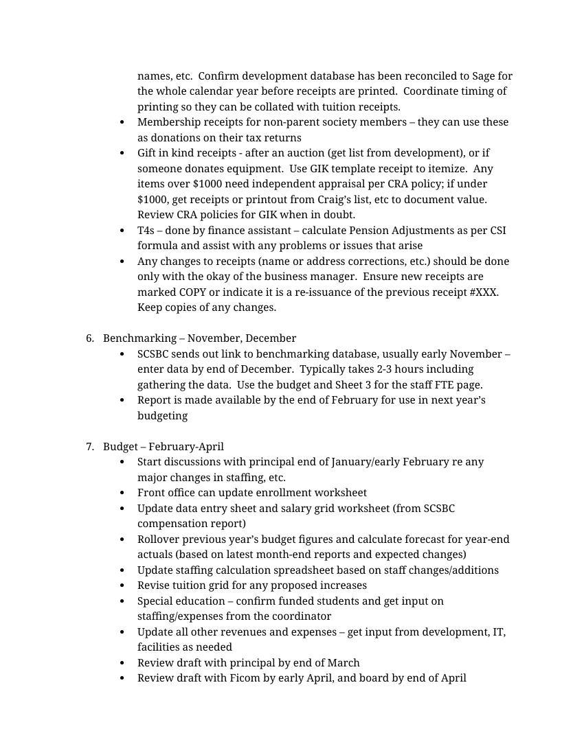 Business Manager Procedures Sample Manual